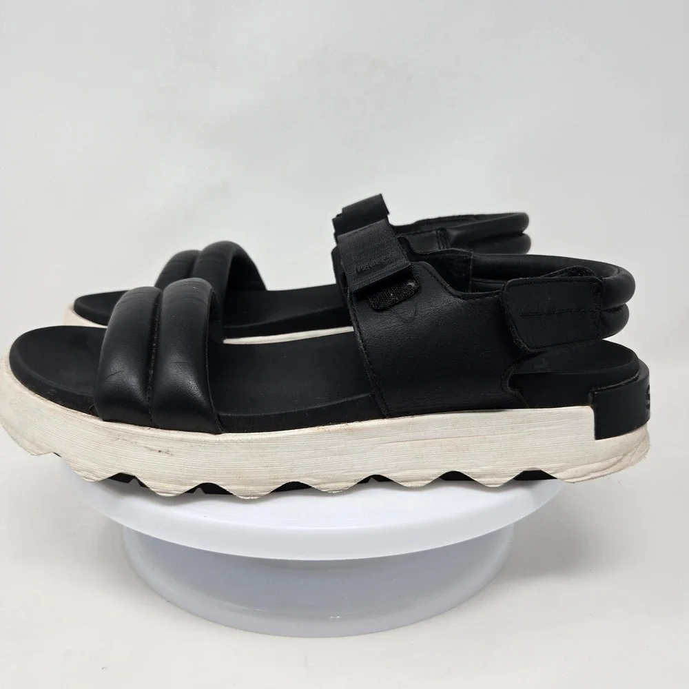 Sorel Kinetic Impact Slingback Sandals Black White NL4972-010 Womens 12